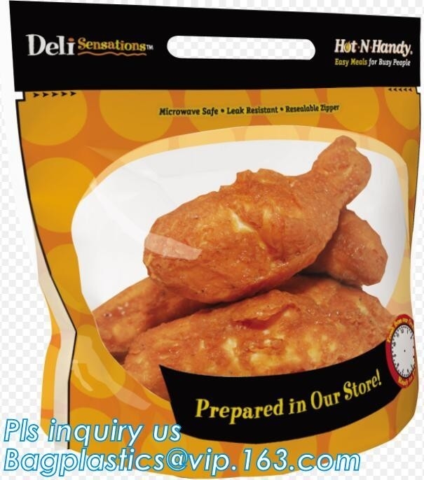 Fresh Chicken Packing Bag, berdiri tas ayam panggang panas dengan pegangan, tas ayam melaksanakan tas ayam goreng